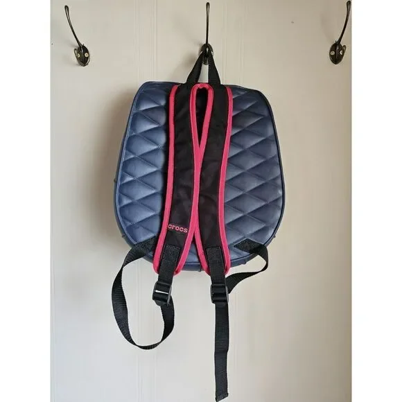Round Crocs Backpack Bag Zip Blue Croslite Holes Jibbitz Holes Embossed RARE